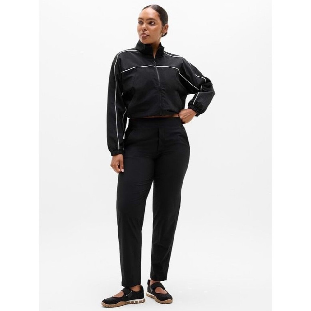 Athleta Brooklyn Ankle Pants Black Stretch Travel Work Casual Size 18 Ankle Slit